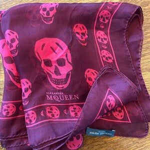 Alexander McQueen Classic Burgundy and Pink Skull Scarf